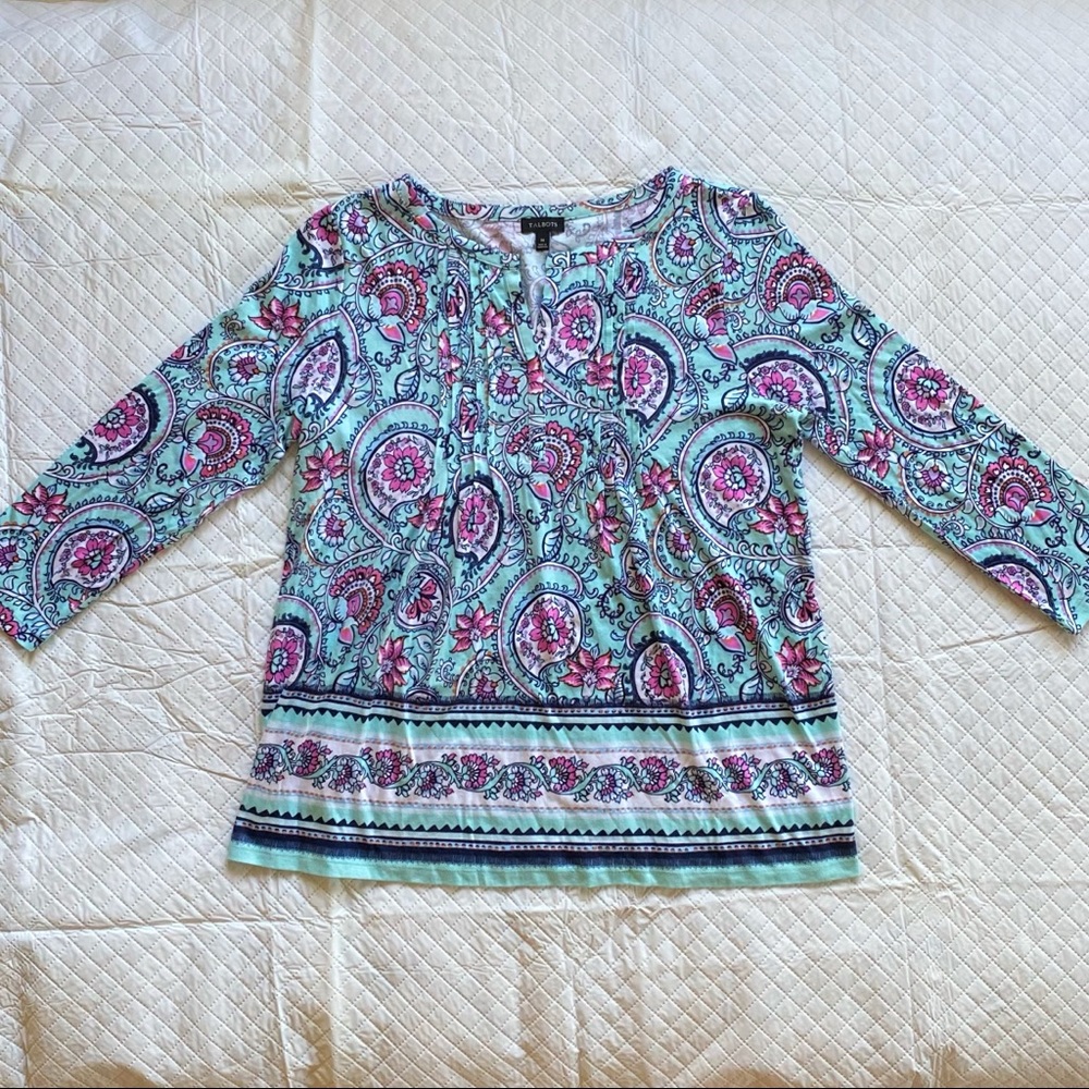 Talbots 3/4 sleeve paisley floral top